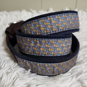 Vineyard Vines Shep & Ian Football Whale Size 40 Belt with Brass Buckle - Preppy